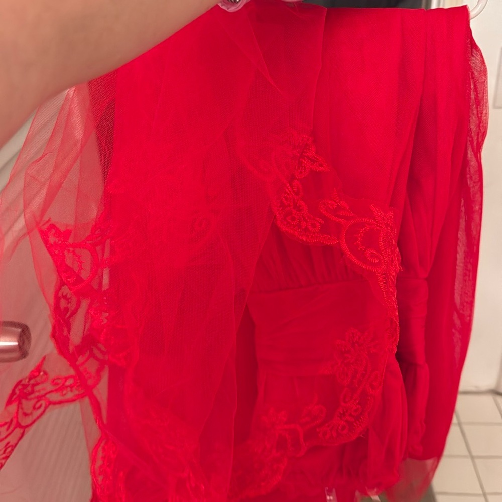 Red dress with vail